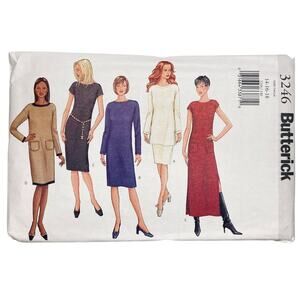 Butterick 3246 Sewing Pattern Misses' Dress Top Skirt Size 14-18 Uncut